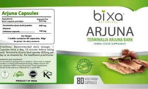 Arjuna Kapseln mit Terminalia Arjuna Rinde, bekannt für ihre positive Arjuna Wirkung auf das Herz. 80 vegetarische Kapseln.