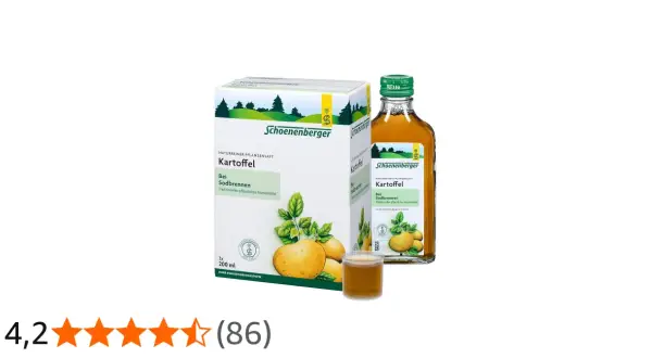 Schoenenberger Kartoffelsaft: natürliche Hilfe bei Sodbrennen. Die Wirkung ist traditionell pflanzlich.