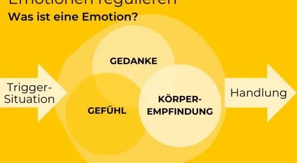 Diagramm zeigt, wie Gefühle, Gedanken und Körperempfindungen zusammenspielen. So kann man lernen, wie gehe ich mit Wut um.