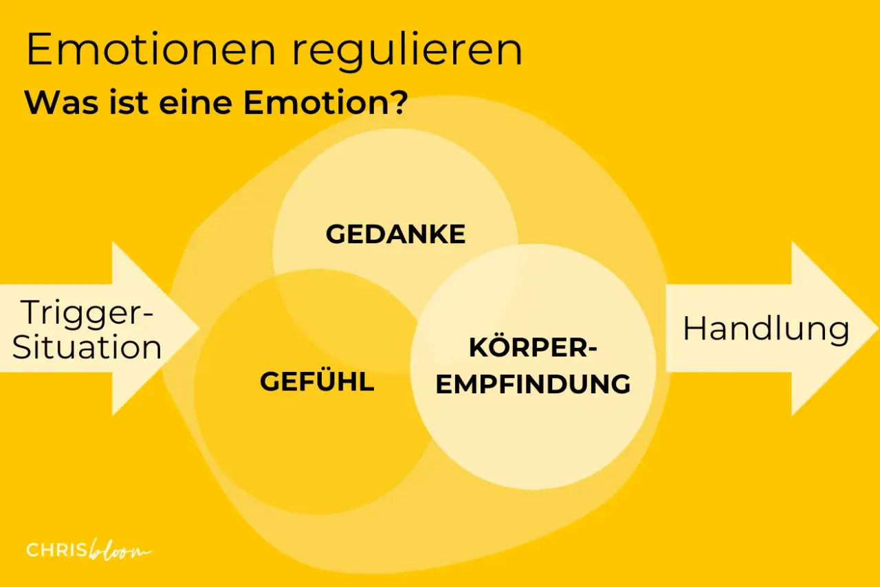 Diagramm zeigt, wie Gefühle, Gedanken und Körperempfindungen zusammenspielen. So kann man lernen, wie gehe ich mit Wut um.